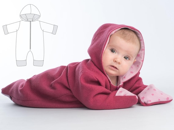 Baby Overall Schnittmuster SOLE – Kapuzenstrampler PDF mit Reißverschluss, 1–18 Monate