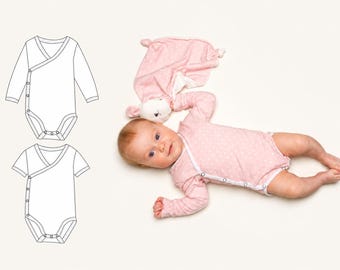 Baby Bodysuit Pattern CIELO – Wrap Bodysuit Long & Short Sleeve PDF Preemie–2y