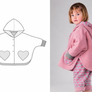 Kids Poncho Pattern MARA – Reversible Hooded Poncho Sewing PDF 9m–10y