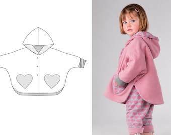 Kids Poncho Pattern MARA – Reversible Hooded Poncho Sewing PDF 9m–10y