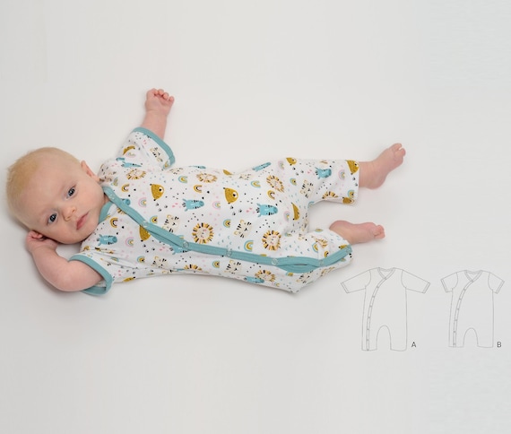 Schnittmuster Strampler LEON PDF 2-in-1 Druckknöpfe Baby 50/56-98/104
