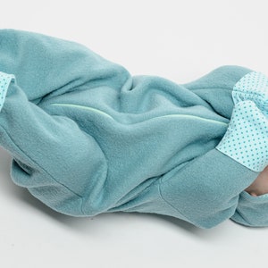 Hooded Baby Jumpsuit Pattern Digital Sewing PDF Download Infant Clothing Design Multiple Size Options Complete Instructions Bundle Zipper Closure Details Cuff Variation Options Easy Project Guide Instant Access Format