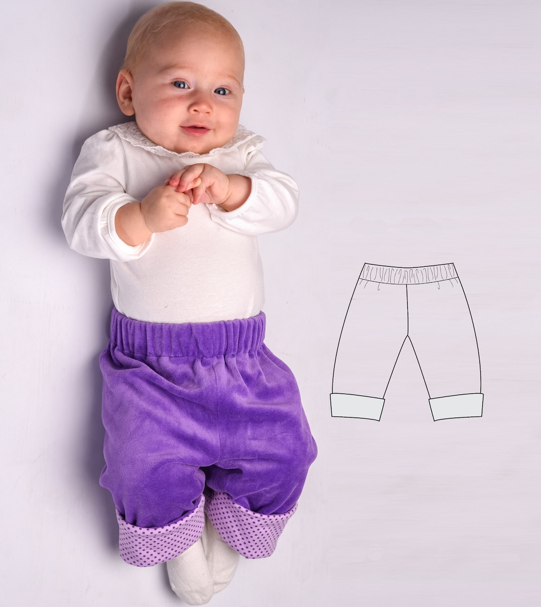 Patron de couture pour pantalon réversible bébé FIORETTO – Comment