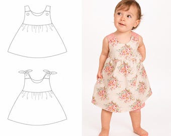 Baby Girl Dress Pattern LIPSIA CLARA – 2 Pinafore Dress Views PDF 3m–4y