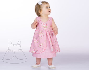 Schnittmuster Babykleid Hängerchen. Kleid für Mädchen und Baby Schürzenkleid Gr. 62 bis 104 als Ebook PDF download ROSA von Patternforkids