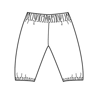 Child wearing handmade elastic waist pants in colorful fabric