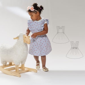 Ruffle Pinafore Dress Sewing Pattern LIVIA | PDF Girls Dress | Sizes 6M–7Y | Layered Skirt | Frilly Straps | Beginner Friendly