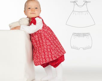 Baby Girl Dress Pattern BABY TWINSET – Ruffle Bloomers PDF Set 0m–4y