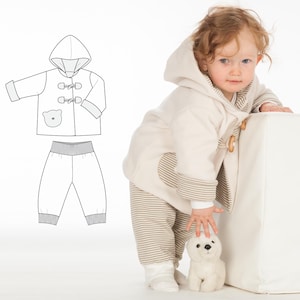 Patrón de costura BRIO LUCCA PDF Chaqueta con capucha Pantalones reversibles Tallas 62/68-98/104