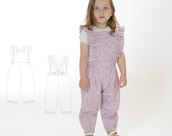 Sewing Pattern Ruffle Overalls DAISY PDF Sizes 6m-7y