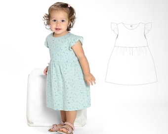 Baby Dress Pattern ELLA – 2 Views Ruffle PDF Sizes 0m–4y