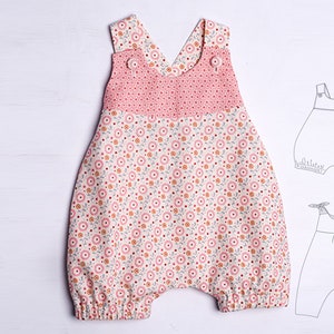 Modello di cucito per salopette da neonato – Tutina estiva per neonato – Vestiti per neonata – Pacchetto di modelli di cucito e design di grembiule