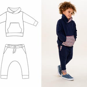 Hoodie Sewing Pattern FLY DADO – Kids Hoodie 12m–11y & Harem Pants 2y–11y PDF
