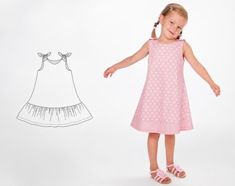 Girls Dress Pattern STEFFI – 3-in-1 Pinafore, Reversible & Ruffle Dress PDF 9m–12y