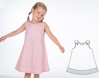 Girls Dress Pattern STEFFI – 3-in-1 Pinafore, Reversible & Ruffle Dress PDF 9m–12y