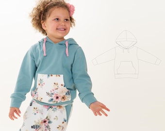 Sewing Pattern Hoodie FLY PDF 2 in 1 Hood Cowl Sizes 12m-11y