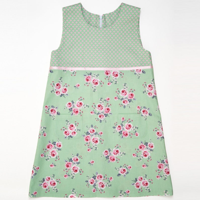 Mädchen Kleid in A-Linien mit verdecktem Reißverschluss Tasche und Zierband GEMMA Größen 92-158 Schnittmuster pdf von Patternforkids Bild 7