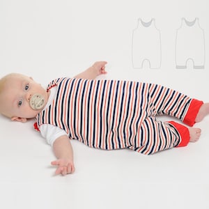 Baby Romper PDF Pattern LEO – Snap Placket & Fold-Over Cuffs Sizes 1m–3y