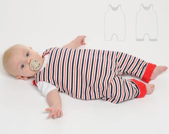 Sewing Pattern Romper LEO PDF Snaps Leg Cuffs Facing Sizes 1m-3y