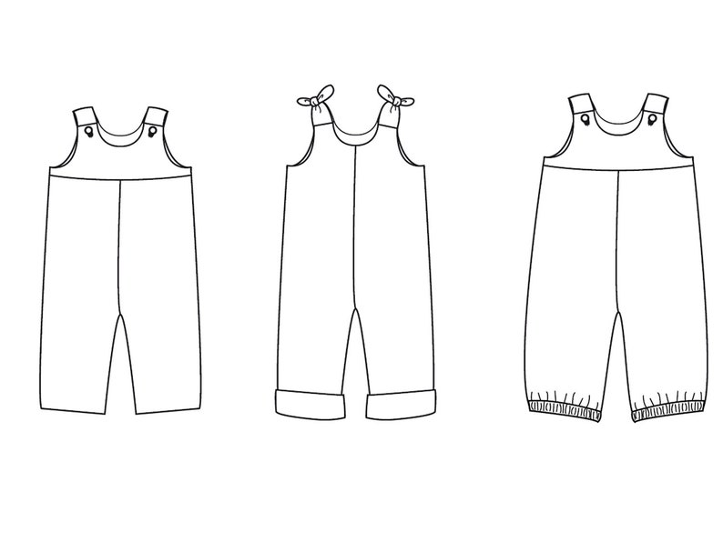 Baby girls boys overall sewing pattern pdf with straps. Toddler dungaree with padded yoke and elastic drawstring BOBBY by Patternforkids image 10