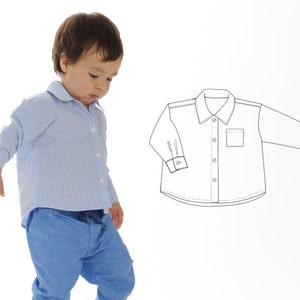 Boys baby toddler shirt sewing pattern pdf TOM | sizes 6m to 7y | Woven Fabric | Instant Download