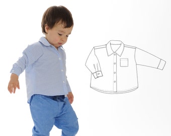 Wykrój do szycia koszuli dziecięcej TOM dla chłopców z długim i krótkim rękawem 6 M-7L