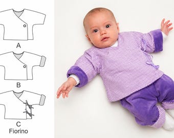 Patrón de costura para chaqueta de bebé FIORINO – Chaqueta cruzada 3 en 1 y chaqueta reversible PDF 50/56–86/92