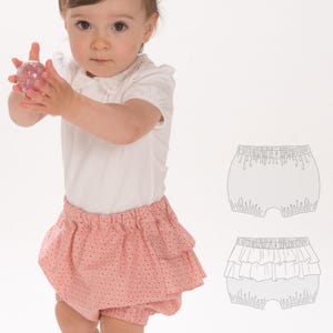 Sewing Pattern Baby Bloomers EMI PDF Ruffle No Center Seam Sizes 0m-4y