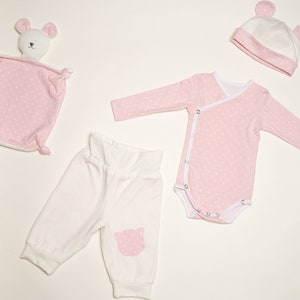 Baby Set Sewing Pattern | Wrapped Bodysuit, Pants, Hat & Cuddly Toy (0M-2Y) | Unisex Baby Outfit | Beginner Friendly | Soft Knit Fabrics