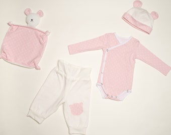 Baby Set pdf Pattern wrapped bodysuit, yoga pant,  beanie and cuddly toy for girls + boys newborn CIELO BEBE and TEDDY from Patternforkids