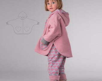 Wykrój na dwustronny ponczo MARA w formacie PDF Rozmiary kaptura 74-140 A4 A0