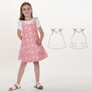 Reversible Dress Pattern JULE – Girls Tunic with Bow & Pocket PDF 9m–12y