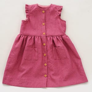 Sewing Pattern Tutorial PDF Download Digital Guide Girls Dress Instructions Beginner Friendly Project Multiple Size Range Button Front Style Ruffle Bodice Design Gathered Skirt Detail Complete Photo Instructions Easy Learning Steps