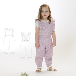 Baby Overalls Pattern DAISY – Girls Ruffle Dungarees PDF 6m–7y