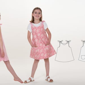 Pinafore Dress Pattern for Girls – PDF Download – sizes 9m-12y- easy sewing project  – Farmhouse Cotton Dress – Instant Digital File