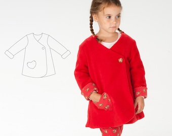 Patrón de costura conjunto vestido cruzado LENA 3 en 1 chaqueta túnica PDF tallas 92/98-128/134