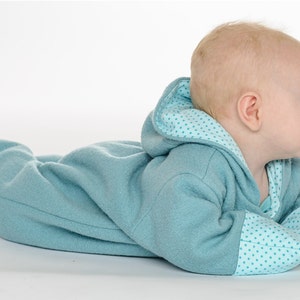 PDF Sewing Pattern Baby Jumpsuit Design Digital Download Format Infant Clothing Collection Size Range Options Hooded Design Features Zipper Closure Details Complete Instructions Bundle Easy Project Guide Instant Access Package