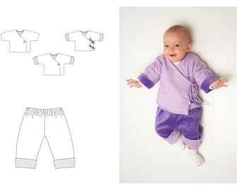 Baby Jacket Pattern FIORINO FIORETTO – Wrap Jacket & Reversible Pants PDF 0m–2y