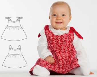 Babykleid Hängerchen Schnittmuster pdf. Kleid für Mädchen und Baby Schürzenkleid Gr. 56 bis 98 als Ebook LIPSIA von Patternforkids