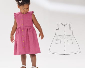 Sewing Pattern Dress MIMI PDF 2 in 1 Sizes 6m-7y