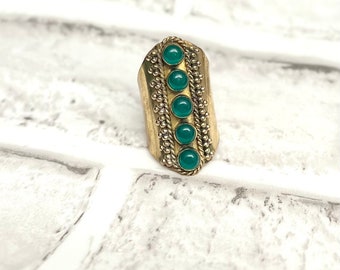 Shalla Emerald Cuff Ring Adjustable