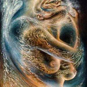 Canvas print &quot;Sankhara&quot;, 11x9 and 30x24 inches, visionary spiritual psychedelic surreal artwork by Olga Klimova