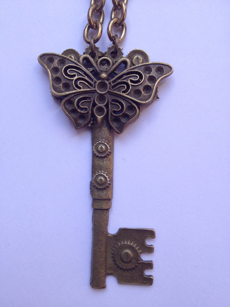 Bronze Kitty Cat Spoon Charm Long Chain Clasp Necklace Gift US Seller