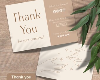 Brand thank you card for small business packaging insert editable thankyou card for branding custom thankyou card template | LH01