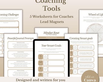 Life Coach Worksheets, Goal Setting Worksheets, Lead Magnet, Therapy Tool, Printable Life Coach Worksheets | LC01