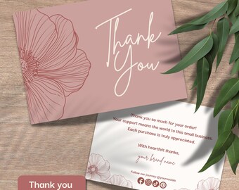 Brand thank you card for small business packaging insert editable thankyou card for branding custom thankyou card template | PF01