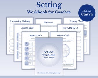 Life Coach Workbook, Wheel of Life, Goal Setting Workbook, Editable Canva Template, Lead Magnet, Therapy Tool, Printable Smart Goals | LC02