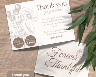 Brand thank you card for small business packaging insert editable thankyou card for branding custom thankyou card template | SS02