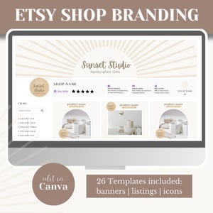 Etsy Shop Kit for Etsy store template for Etsy banner template Etsy Canva templates editable Etsy listings Etsy branding templates | SS01