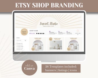 Etsy Shop Kit for Etsy store template for Etsy banner template Etsy Canva templates editable Etsy listings Etsy branding templates | SS01